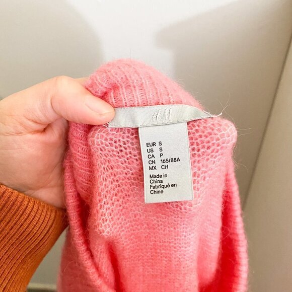 🦋 H&M Hot Pink Knit Pullover Sweater Top Small - Picture 5 of 5
